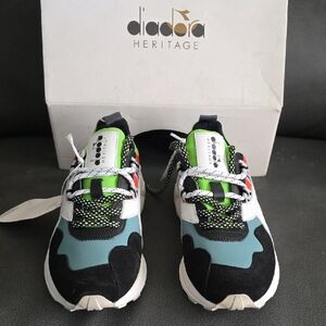 Diadora Heritage Lime and Black Sneakers